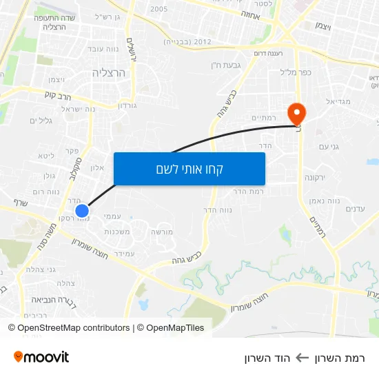 מפת רמת השרון להוד השרון