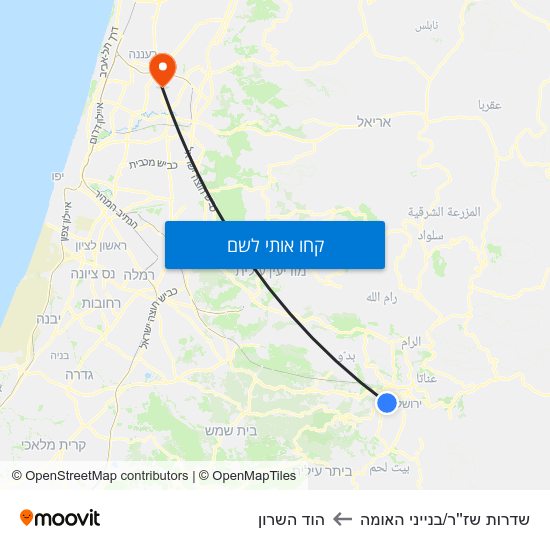 מפת שדרות שז''ר/בנייני האומה להוד השרון