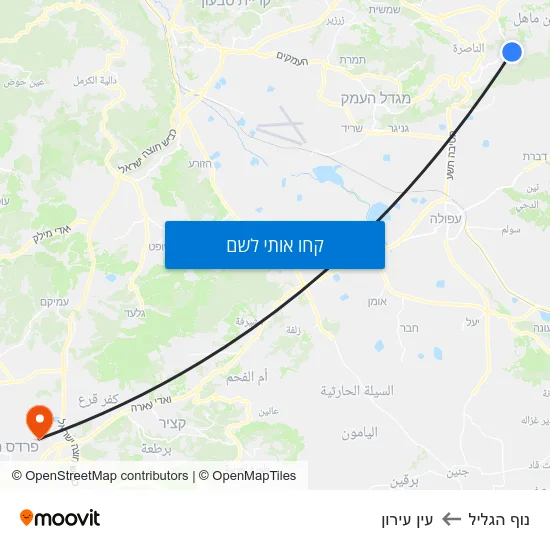 מפת נוף הגליל לעין עירון