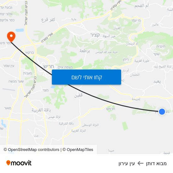 מפת מבוא דותן לעין עירון