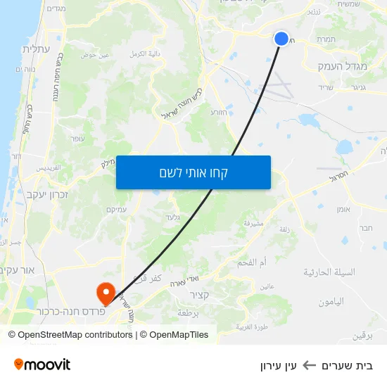 מפת בית שערים לעין עירון