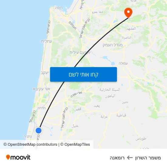 מפת משמר השרון לרומאנה