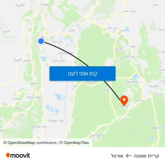 מפת קריית שמונה לאורטל
