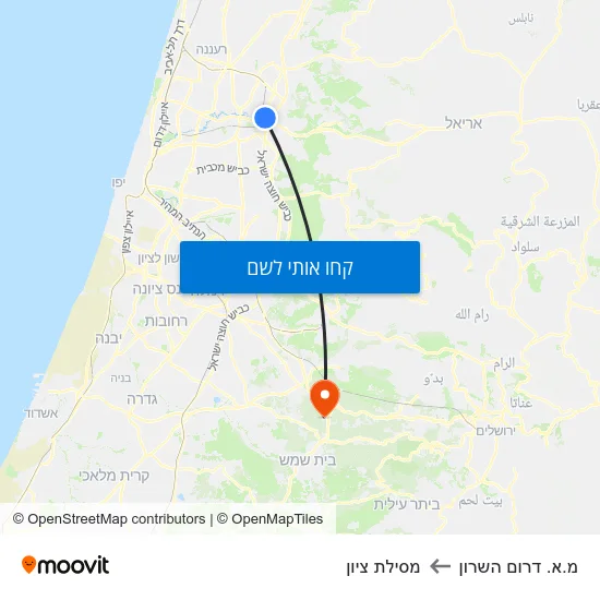 מפת מ.א. דרום השרון למסילת ציון