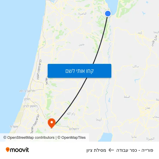 מפת פורייה - כפר עבודה למסילת ציון