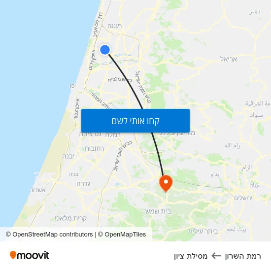 מפת רמת השרון למסילת ציון