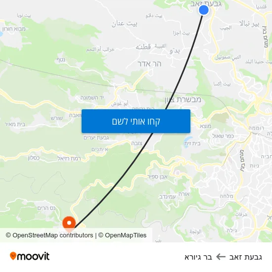 מפת גבעת זאב לבר גיורא