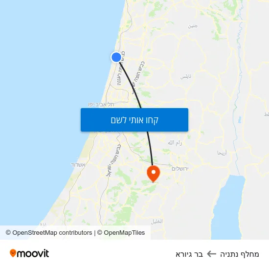 מפת מחלף נתניה לבר גיורא