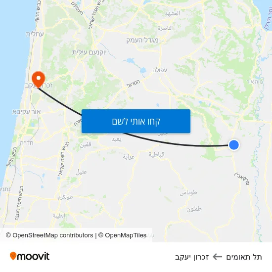 מפת תל תאומים לזכרון יעקב