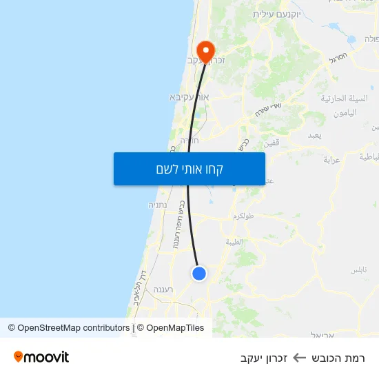 מפת רמת הכובש לזכרון יעקב