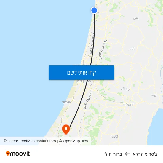 מפת ג'סר א-זרקא לברור חיל