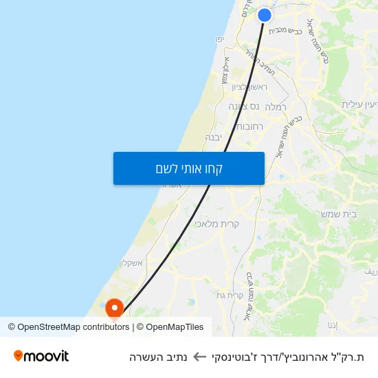 מפת ת.רק''ל אהרונוביץ'/דרך ז'בוטינסקי לנתיב העשרה