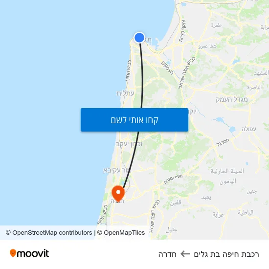 מפת רכבת חיפה בת גלים לחדרה