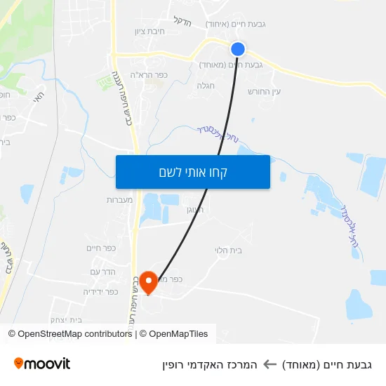 מפת גבעת חיים (מאוחד) להמרכז האקדמי רופין
