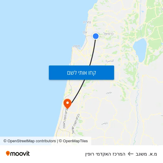 מפת מ.א. משגב להמרכז האקדמי רופין