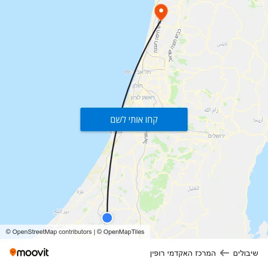 מפת שיבולים להמרכז האקדמי רופין