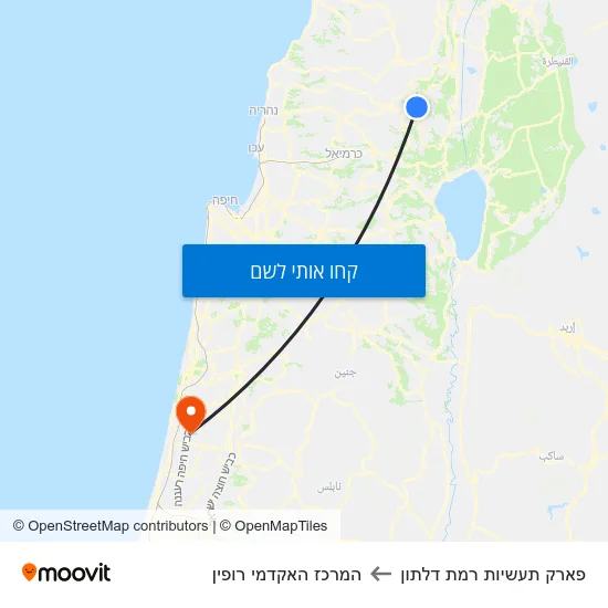 מפת פארק תעשיות רמת דלתון להמרכז האקדמי רופין