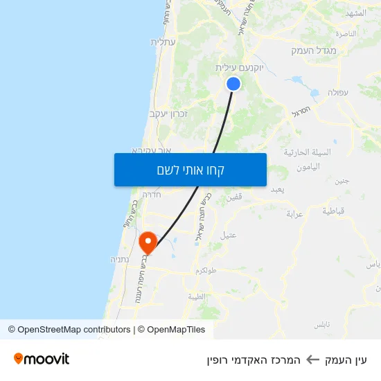 מפת עין העמק להמרכז האקדמי רופין