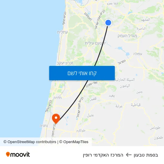 מפת בסמת טבעון להמרכז האקדמי רופין