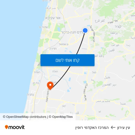 מפת עין עירון להמרכז האקדמי רופין