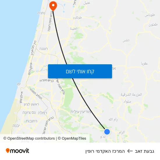 מפת גבעת זאב להמרכז האקדמי רופין