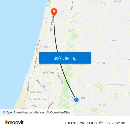 מפת מודיעין עילית להמרכז האקדמי רופין