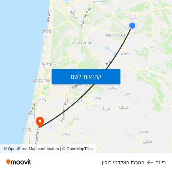 מפת ריינה להמרכז האקדמי רופין