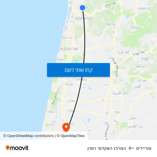 מפת פוריידיס להמרכז האקדמי רופין