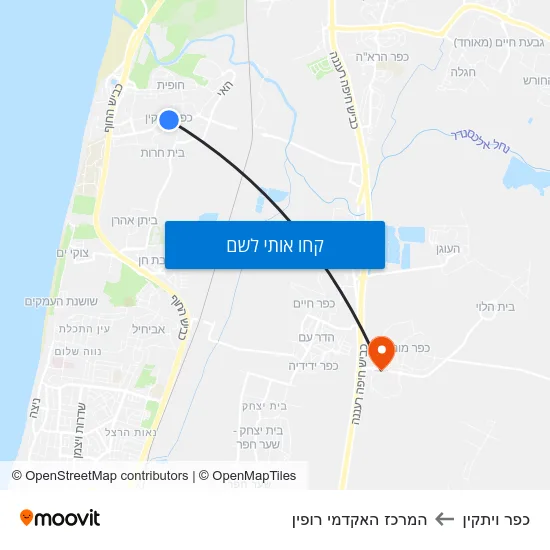 מפת כפר ויתקין להמרכז האקדמי רופין