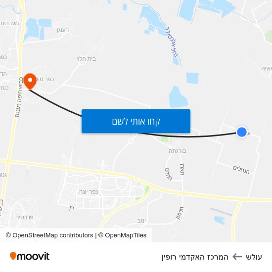 מפת עולש להמרכז האקדמי רופין