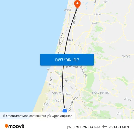 מפת מזכרת בתיה להמרכז האקדמי רופין
