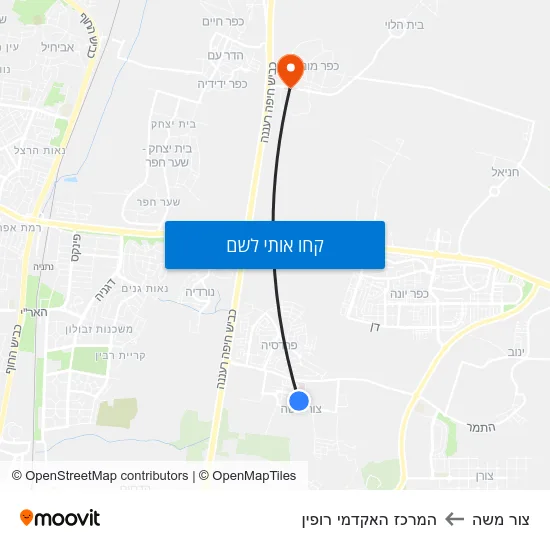 מפת צור משה להמרכז האקדמי רופין