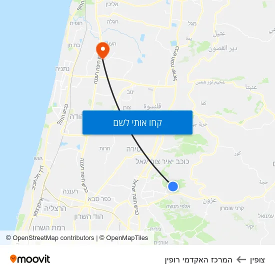 מפת צופין להמרכז האקדמי רופין