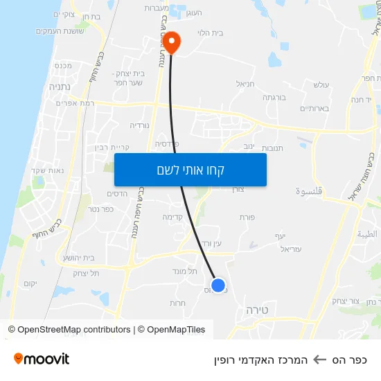מפת כפר הס להמרכז האקדמי רופין