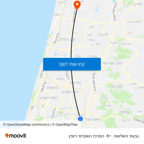 מפת גבעת השלושה להמרכז האקדמי רופין