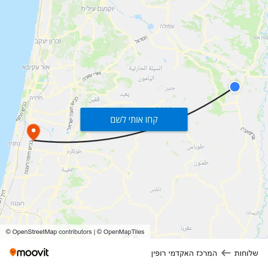 מפת שלוחות להמרכז האקדמי רופין