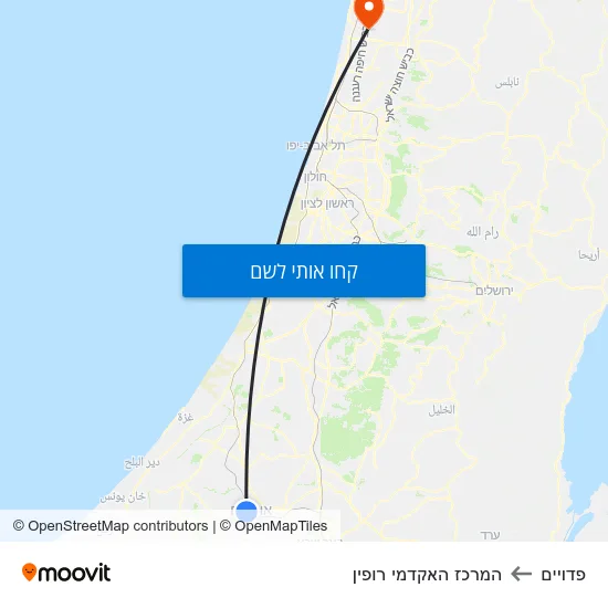 מפת פדויים להמרכז האקדמי רופין