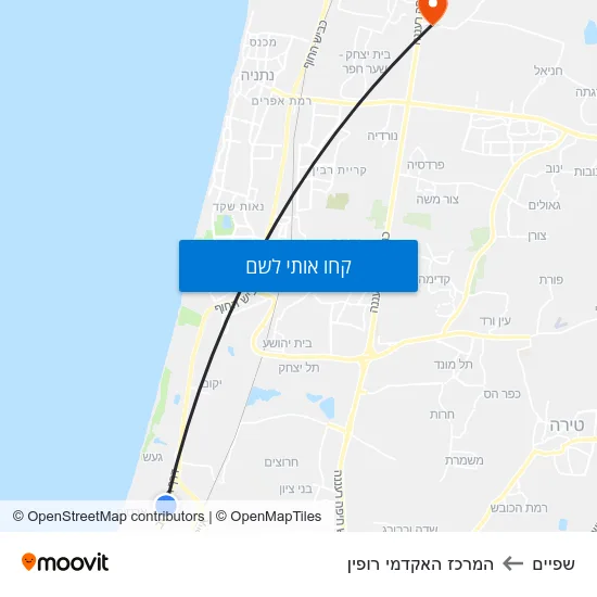 מפת שפיים להמרכז האקדמי רופין