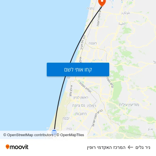 מפת ניר גלים להמרכז האקדמי רופין