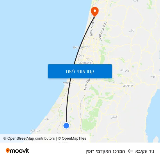 מפת ניר עקיבא להמרכז האקדמי רופין