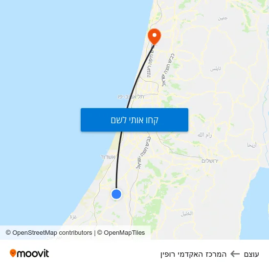 מפת עוצם להמרכז האקדמי רופין