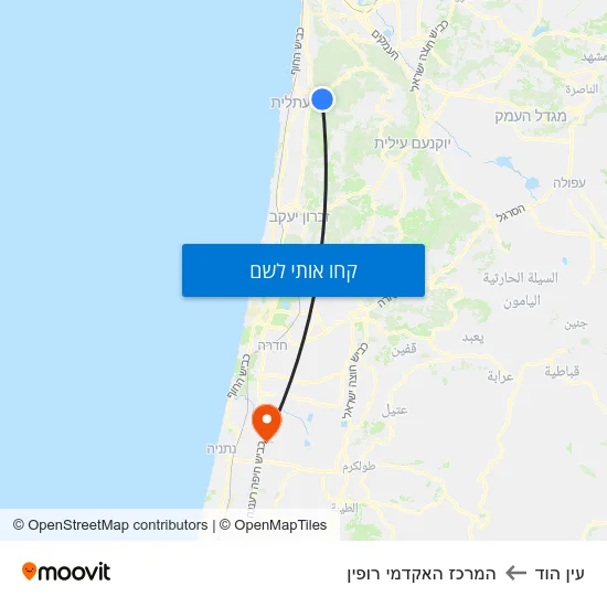 מפת עין הוד להמרכז האקדמי רופין