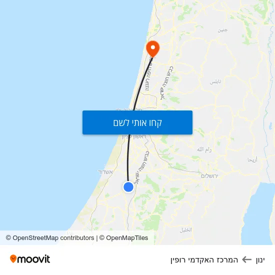 מפת ינון להמרכז האקדמי רופין
