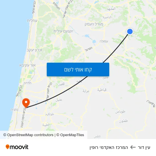 מפת עין דור להמרכז האקדמי רופין