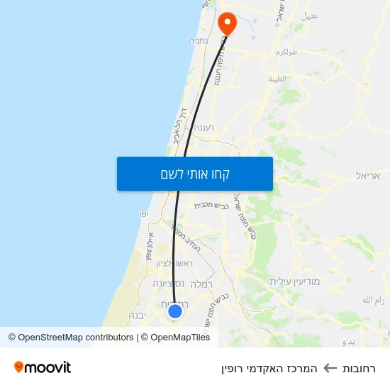 מפת רחובות להמרכז האקדמי רופין