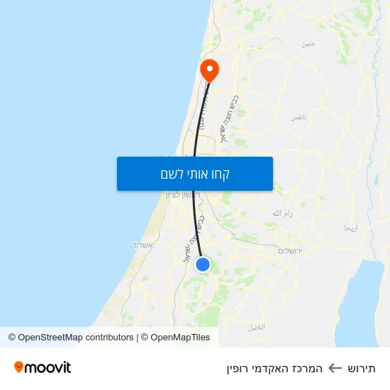 מפת תירוש להמרכז האקדמי רופין