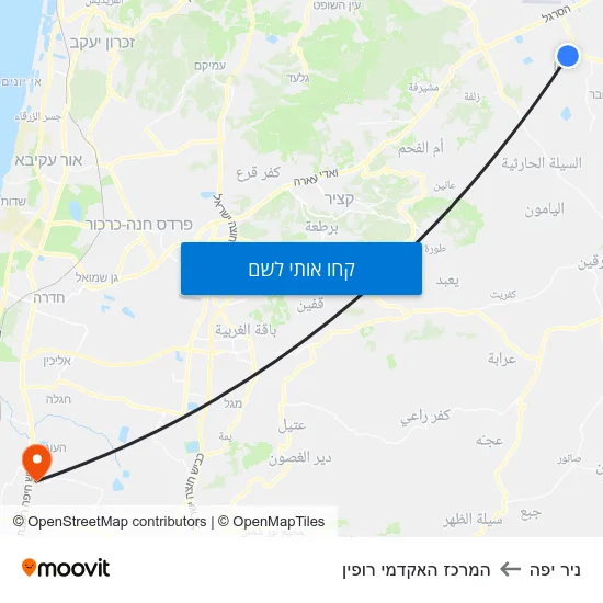 מפת ניר יפה להמרכז האקדמי רופין