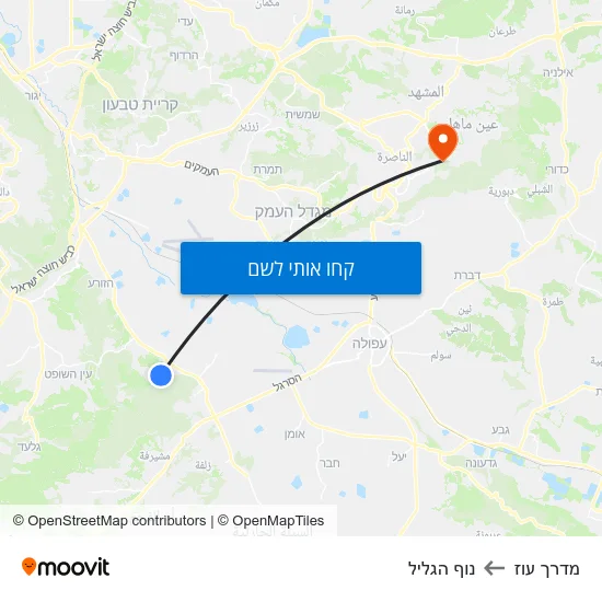 מפת מדרך עוז לנוף הגליל