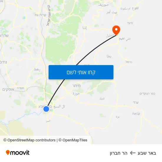 מפת באר שבע להר חברון