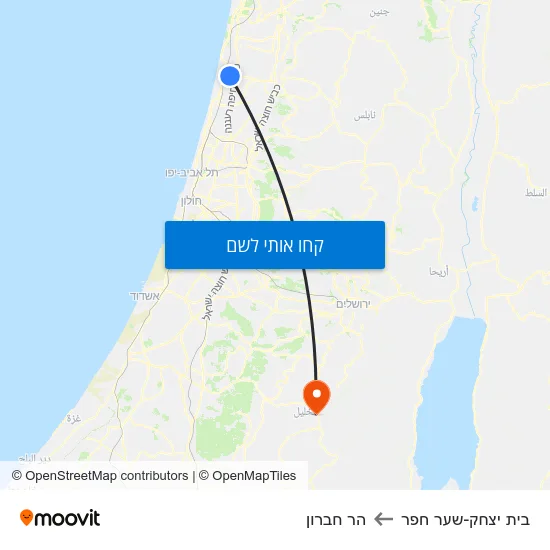 מפת בית יצחק-שער חפר להר חברון